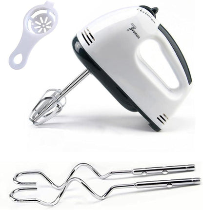 White Hand Mixer with 7 Speeds ABS Plastic