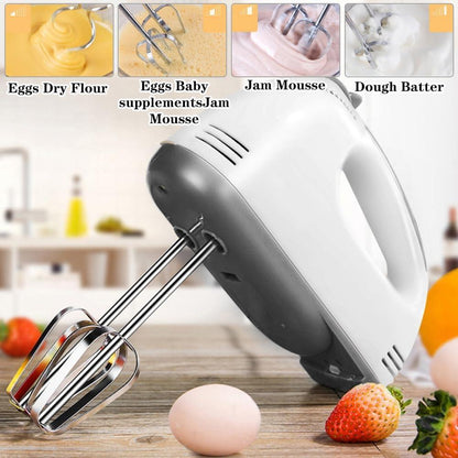 White Hand Mixer with 7 Speeds ABS Plastic