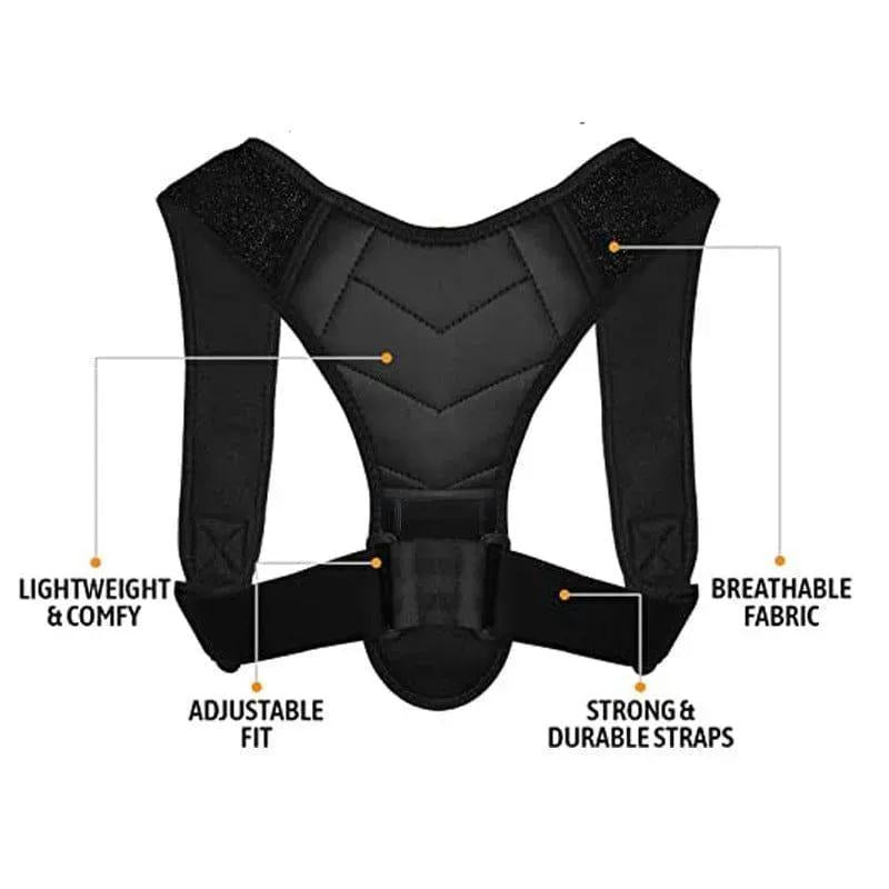 Portable Posture Corrector Belt Black Durable for Men Women