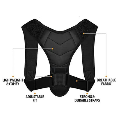 Portable Posture Corrector Belt Black Durable for Men Women