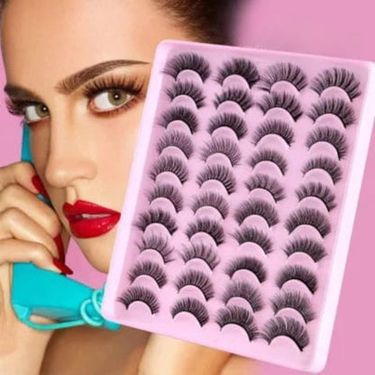20 Pairs Eyelash Tray - Cosmetic Product Designed For Eye Care And Daily Makeup Routine (Mix Designs)